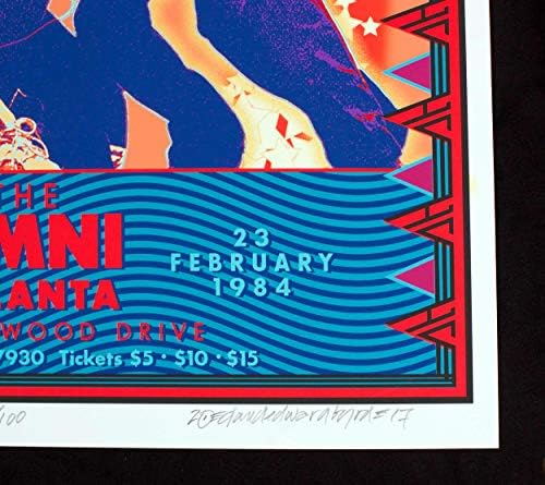 Плакат на VAN HALEN, посветен на новото туру 1984 г. Omni Atlanta, подписан от Дейвид Бердом