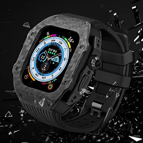ZEDEVB Луксозен комплект модификация на Apple Watch 8 Ultra 49 мм и каишка от фторуглерода, калъф, изработени от въглеродни влакна