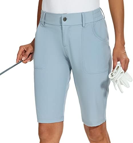 M MOTEEPI Дамски Туристически Панталони за голф с 9, бързо съхнещи Дълги Панталони с Дължина до коляното, Еластични Панталони С Джобове