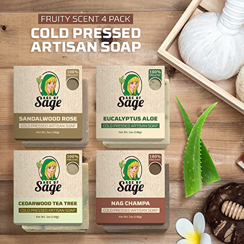 Подаръчен комплект от естествен сапун Age of Sage за мъже - Веганское ръчно изработени Сапун за вана студено пресовано с Етерично масло,