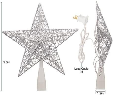 Коледна Звезда Коледа Topper, за Включване в 9 3D Переплетенный Сребърен Звезден Кух Метален Дизайн на Коледа Topper, Вграден в 10