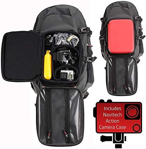 Раница за екшън камери Navitech и Червен калъф за съхранение с вградено нагрудным колан - Съвместим с екшън камера Victure AC200