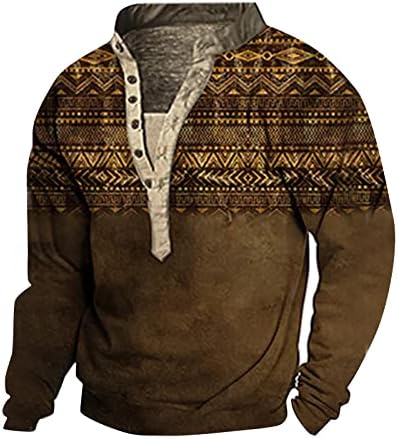 Мъжки Свободен Пуловер с Дълъг Ръкав, Потници, Ретро Мода, тениски с V-образно деколте Голям Размер, Ежедневни Hoody С 3D Цифрово