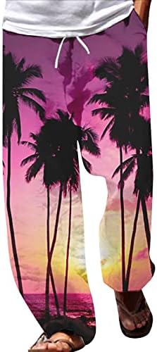 MIASHUI Панталони за Мъже Мъжки Панталони Летни Плажни Панталони-зреещи В стил хипи, Провиснал Хавай За йога в стил Бохо, Ежедневни