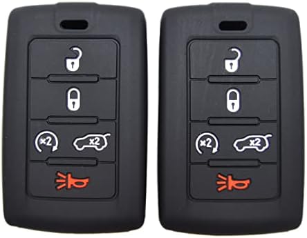 5 Бутона Черен Силиконов Каучук Дистанционно управление Smart Key Fob Защитен Калъф Титуляр е Съвместим с Jeep Grand Cherokee