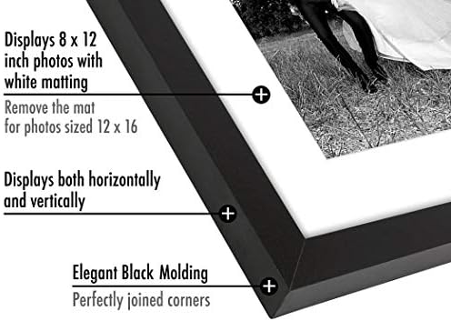 Рамка за снимки Americanflat 12x16 черен цвят от композитни дърво с небьющимся стъкло - Дисплей 8x12 с матово покритие или 12x16, без