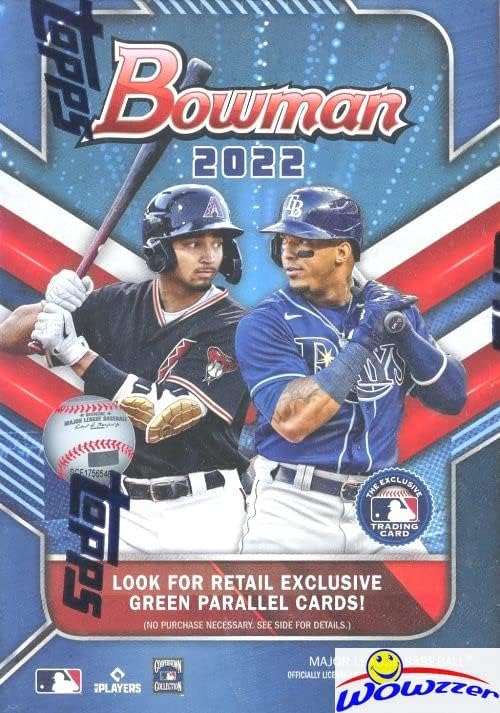 ИЗКЛЮЧИТЕЛНА ОГРОМНА Кутия за blasters Bowman Baseball 2022, запечатанная в завода, с общо 72 Карти! Виж карта начинаещи, така