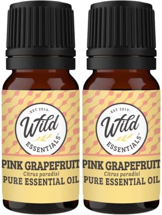 Чисто Етерично масло от Розов грейпфрут Wild Essentials, 2 опаковки по 10 мл, терапевтичен клас, Произведени и разлито в бутилки,