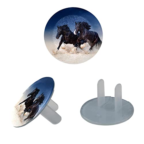 Капачки за контакти Black Horses Galloping 12 Бр. - Защитни капачки за контакти, за деца – Здрави и устойчиви – Лесно да защитават вашите