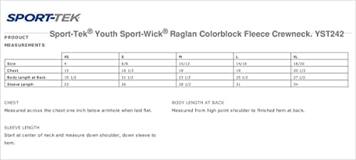 Raglan Sport-Tek Sport-Фитил с кръгло деколте отвътре с цветни блокчета (YST242) -True Royal -M