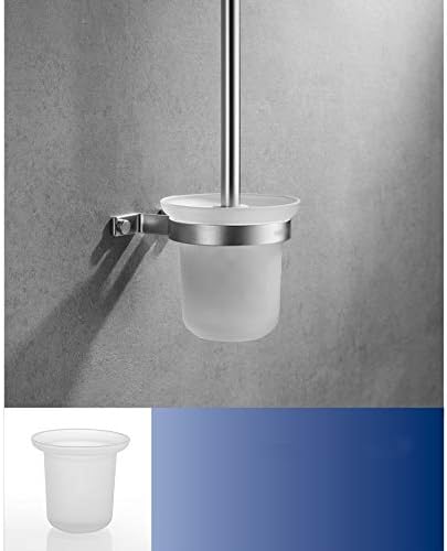CDYD Хромирани Кръгла Стенни четка за тоалетна и държач за тоалетна четка от матирано стъкло е Лесен за инсталиране и много удобен