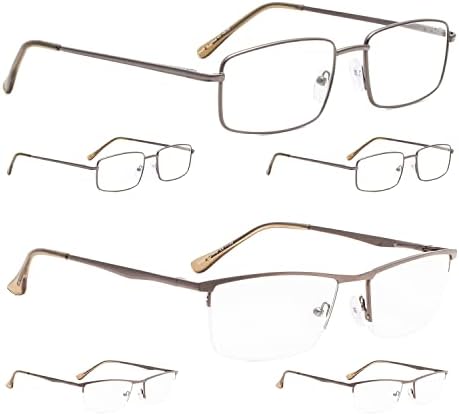 LUR 3 опаковки на метални очила за четене + 3 опаковки очила за четене без рамки (само 6 двойки ридеров + 1,00)