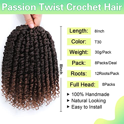 Косата на една Кука Passion Twist 8 инча Косата на една Кука Passion Twist 8 Опаковки Предварително зацикленных коса, плетене на