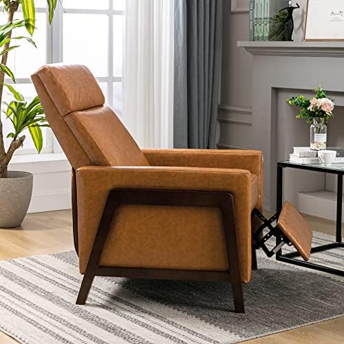 Merax Кафяви Модерно стол на стол с регулируема Облегалка от изкуствена кожа с възможност за сгъване на облегалката и Регулира облегалката