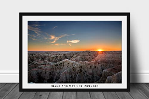 Западна фотография, Принт (без рамка), Изображението на Живописен залез над национален парк Бэдлендс, Южна Дакота, Great Plains, Стенно
