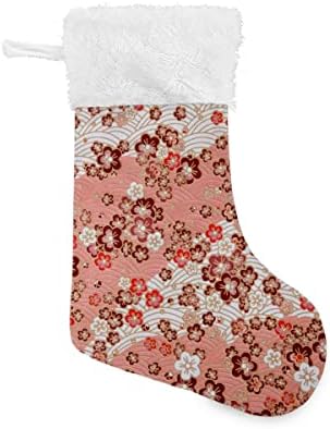 Коледни Чорапи В Японски Стил с Червени Цветя Модел, Бели Плюшени Белезници От Мерсеризованного Кадифе, Семеен Празник, Персонални