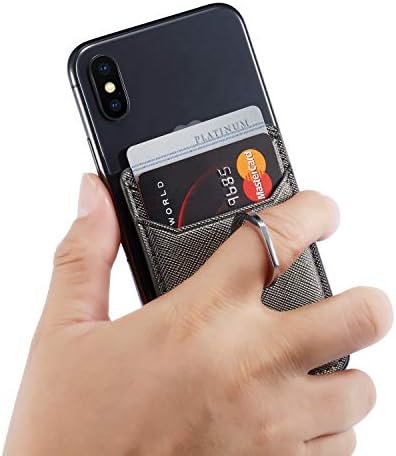 Lnobern Премиум-Клас Изкуствена Кожа RFID-Държач за карти в Портфейла си с Пръстен-Стойка за смартфон iPhone и Android (черен)