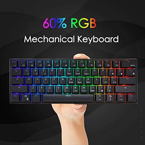 RK61 Жичен 60% Ръчна детска клавиатура с подсветка RGB, Ультракомпактная, кафяв ключ с възможност за гореща замяна, бяла (Цвят: черен Размер: