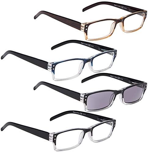 LUR 3 опаковки на метални очила за четене в полукръгла рамка + 4 опаковки класически очила за четене (само 7 двойки ридеров + 1,25)