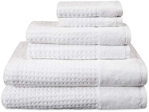 Набор от Текстурирани хавлиени кърпи ADI Spa Check от 6 части в бял цвят