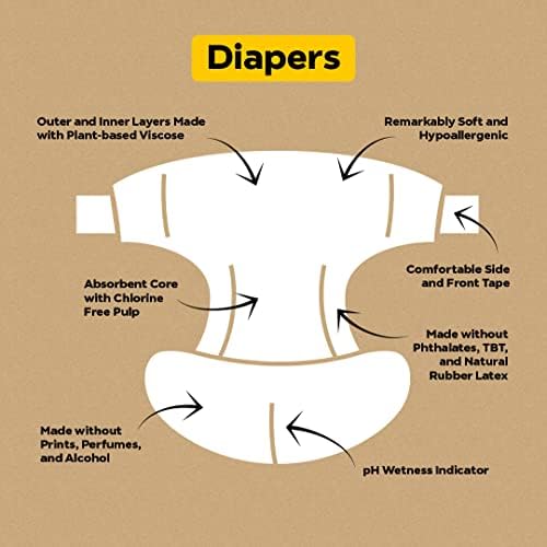 Бебешки Пелени от вискоза DYPER от Бамбук Размер 4 + 18 Опаковка Мокри Кърпички | Естествени съставки|, Изработени от материали