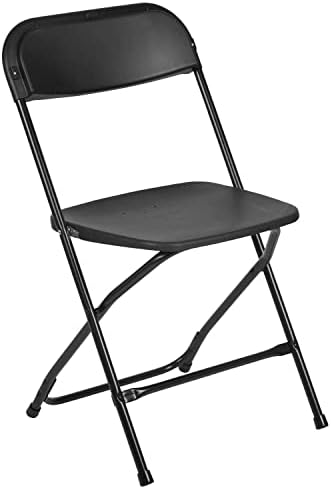 Пластмасов сгъваем стол от серията Flash Furniture Херкулес™ - Черно - Товароносимост от 650 паунда Удобен стол за провеждане на събития -