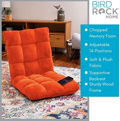 BIRDROCK HOME Регулируема 14-Позиционен Подова стол от пяна с памет ефект за деца | 22,5 H x 19 W. 5,5 Дебела възглавница | Оранжев