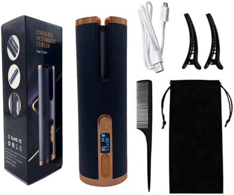Автоматична плойка за коса USB, Безжична Автоматично Маша с Акумулаторна батерия, Термоизоляционная камера, LCD дисплей, 6 вида