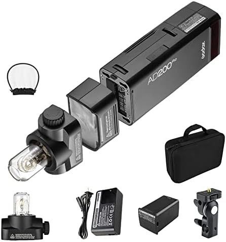 Godox AD200Pro 2,4 G TTL Светкавица 1/8000 s HSS Имат светкавица с една Литиева батерия и голата крушка, която е Съвместима с камера Canon,