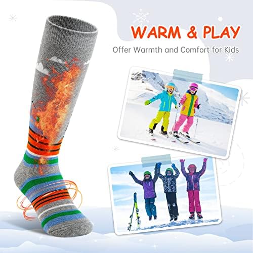 Ски чорапи Cimkiz Детски Зимни Топли Термоноски за Каране на Ски, Сноуборд, Кънки на лед за Малки Момчета и Момичета (2 чифта или