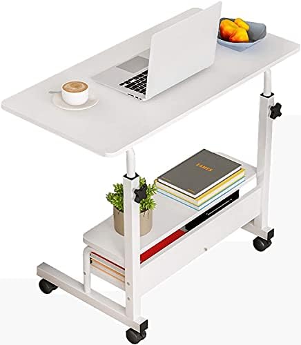 Мобилен компютърен маса с регулируема височина за малко пространство, бюро на колела, Ъглово бюро, бюро за Домашния офис, Портативен