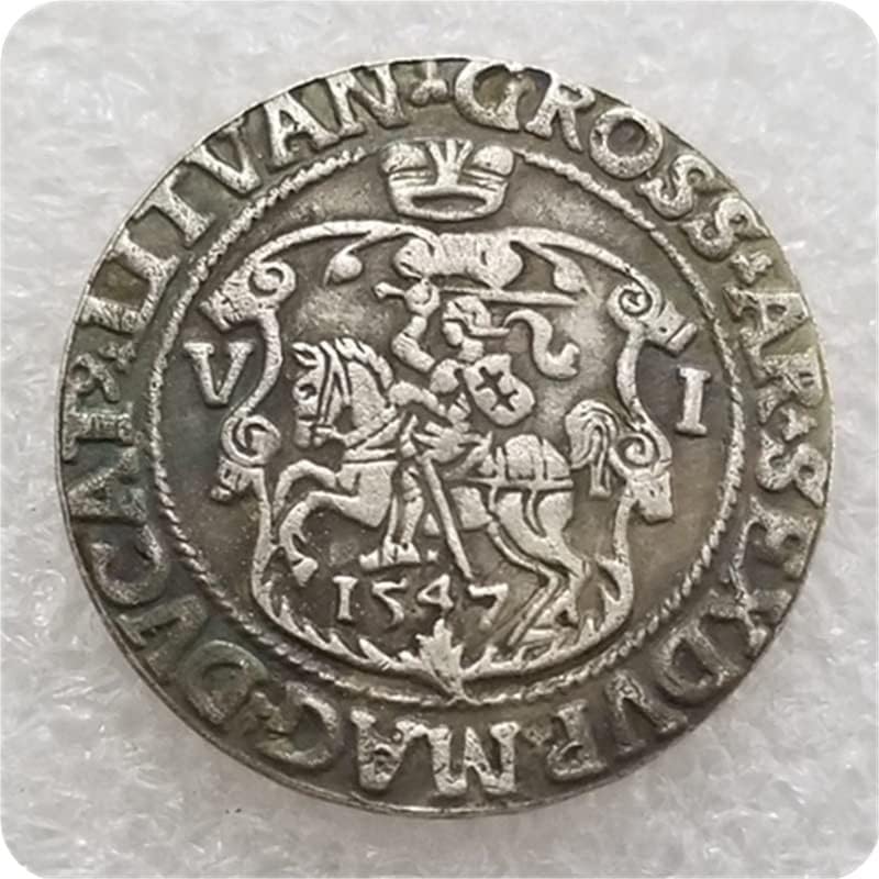 QINGFENG Старинни Занаяти Полски Сребърен Долар Възпоменателна Монета 1547 г.
