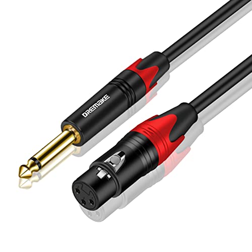 Кабел за свързване DREMAKE XLR към Моно 1/4 3 фута, 3-пинов кабел динамиката на XLR към 1/4 TS, 6,35 мм, 1/4 TS Щекер към XLR