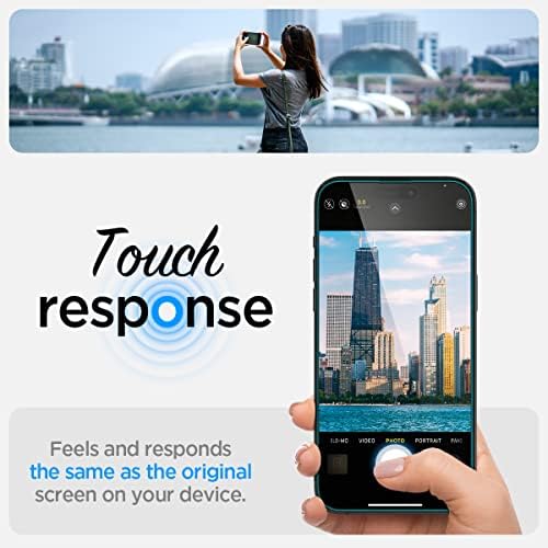 Защитно фолио от закалено стъкло Spigen [GlasTR EZ FIT] е предназначена за iPhone 14 Pro Max [Подходящ за използване в джоба] -