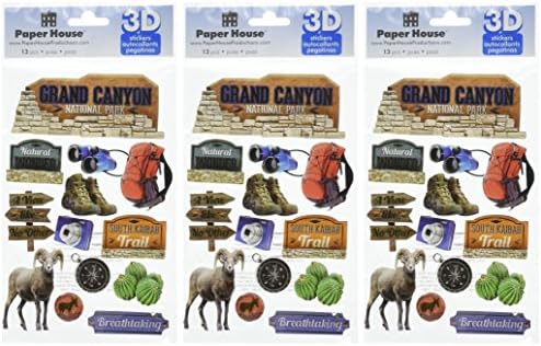 Етикети от картон Paper House Productions STDM-0248E 3D, Гранд Каньон (3 опаковки)