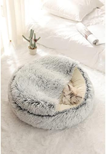 Зимата е 2 в 1 Кръг на Легло за Котки Стил 3-Поничка Легло за Куче - Мат Възглавница Легло Къщичка за Кучета, Котки, Стоки за Домашни