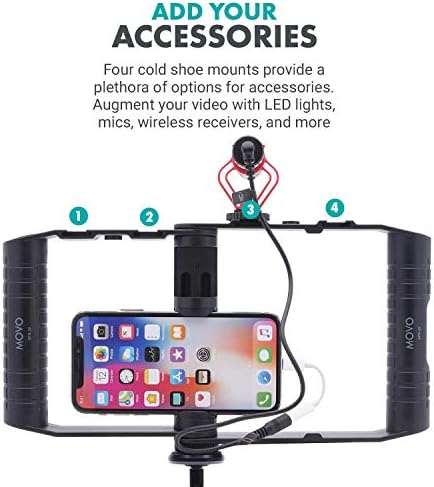 Movo SPR-20 Сгъваема поставка за видеозаснемане за смартфон с елементи за студено башмака за микрофон или led осветление - Определяне