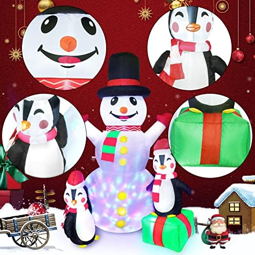 Коледни Надуваеми Играчки височина 7 метра за улица, Надуваеми на снежни човеци и Пингвини с Цветни Въртящи се led Светлини