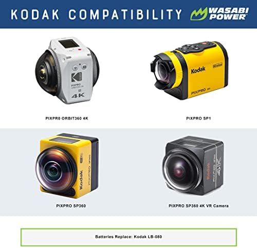 Преносимото батерия Wasabi Power (2 комплекта), съвместим с Kodak LB-080