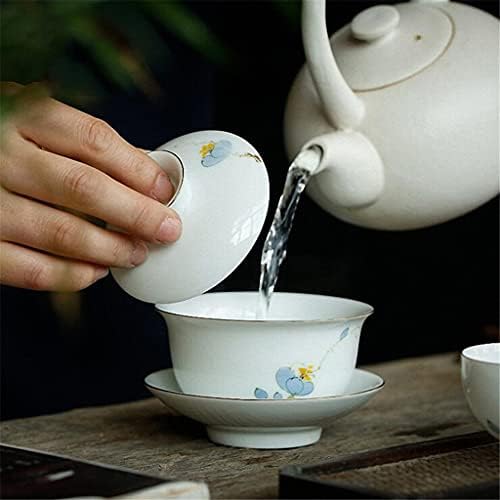 LKYBOA 9 Комплекти от Ръчно рисувани Чай Кунг-фу с цветя, сливи е Традиционен китайски Чай от бял Порцелан Съдове за напитки