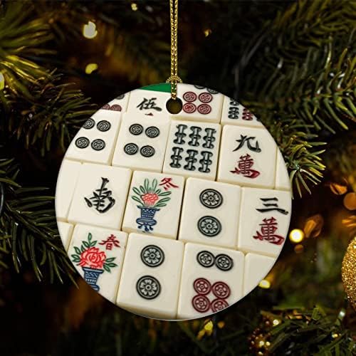 Украса за Коледната Елха, Китайски Mahjong Коледен Орнамент, Декорация На Паметта, с Начало Декор, Щампи за Махджонг, Висящи Висулки,