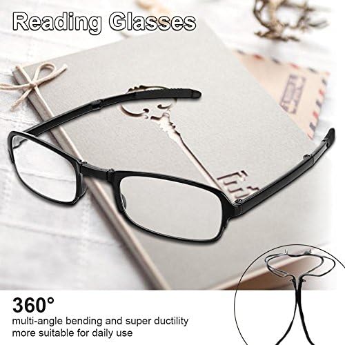 Сгъваеми очила за четене, леки професионални сгъваеми очила за далекогледство за мъже и жени, черен найлонов калъф с цип (3,5)