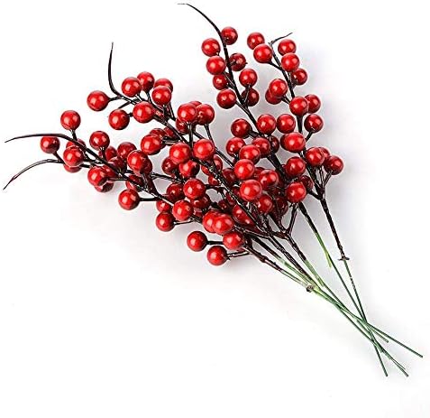 Червени горски Плодове Стъбла Atrusu, 10 X Коледно дърво коледна Пръчки, 10 инча Коледните Червени горски Плодове Пръчици,