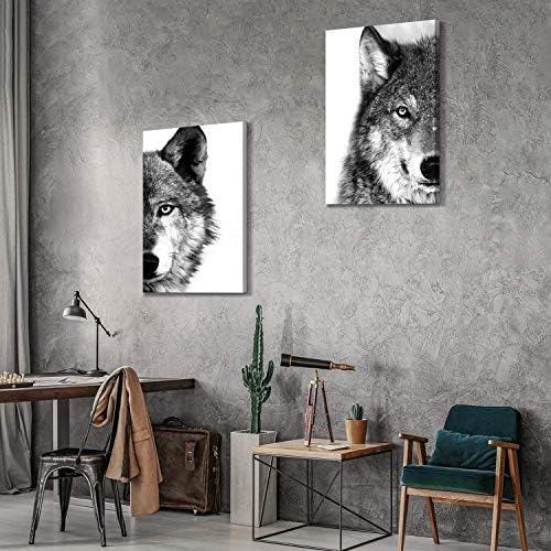 АРТ принт на платно с изображение на Вълк: Печат на рисунки на животни от дивата природа на обернутом платно за трапезария