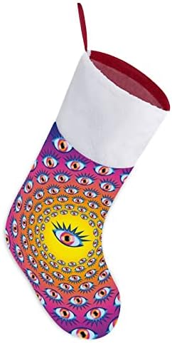 Кошмарен Очите Коледен Отглеждане Окачени Чорапи С Принтом Коледно Дърво Украса За Камината