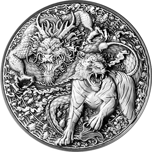 2022 DE Модерна Възпоменателна монета PowerCoin Китайски Дракон и Тигър 2 Грама Сребърна монета 10$ Токелау 2022 Антични Гарнитури