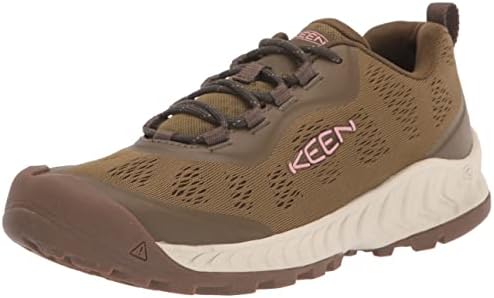 Дамски треккинговые обувки KEEN NXIS Скорост на ниска височина с вентилация, Маслинено-сиво /Розова Глазура, 9