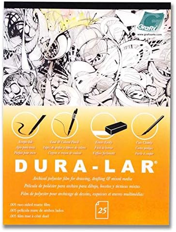 Grafix Dura-Lar 005, Икономична алтернатива Грубо филма и Ацетату, Полупрозрачна повърхност за рисуване Грифелем, Мастило, въглен, Боя и Цветен