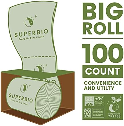 Компостируемые Торби за боклук SUPERBIO обем 2,6 Литра, с плосък покрив, количество 100 броя, 1 опаковка, Малки Торби За