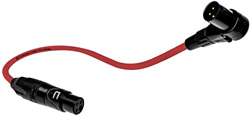 Балансиран XLR кабел под прав ъгъл между приставка адаптер и директен съединител - 0,5 фута (6 инча) Червен - Професионален 3-пинов